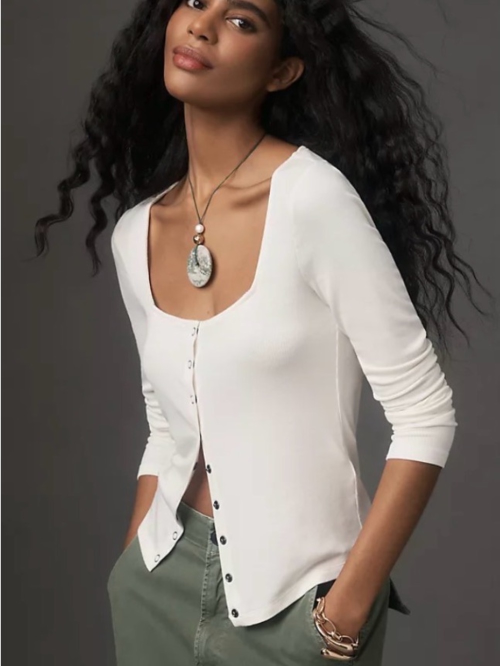 MAEVE for Anthropologie Square Neck Button Up Shirt Size Small